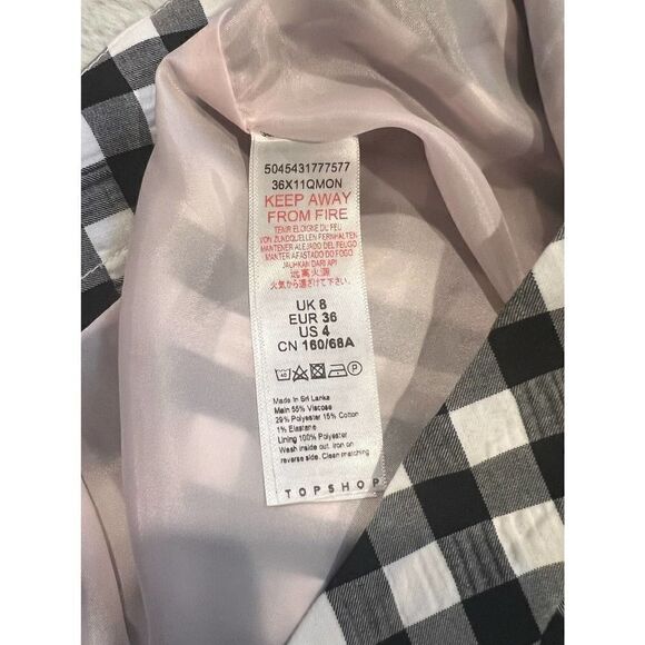 NWT Topshop gingham Black white skirt size 4 - Picture 7 of 8